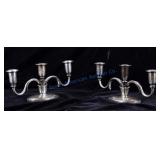 Early Sterling Pair Of Ornate Candlelabrum