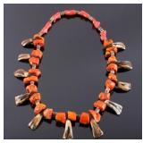 Navajo Buffalo Teeth and Coral Necklace