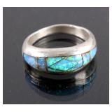 Signed Navajo Sterling Silver Opal Ring