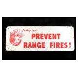 Original Smokey Bear Prevent Range Fires Sign
