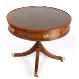 Leather Topped Round Entryway Table