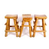 Rustic Hardwood Peeled Log Bar Stools