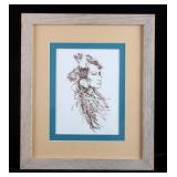 Charley Bear Original Framed Pen and Ink Drawing