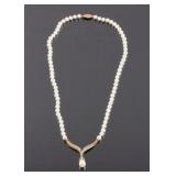 10K Gold Diamond and Pearl Necklace