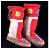 Crow Beaded High Top Moccasins 1920-1940