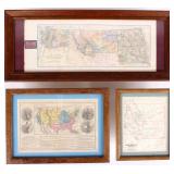 Framed Antique U.S. Maps; Various