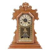 Walnut Pendulum Mantle Clock by E. Ingraham
