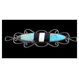 Zuni Sterling Inlaid Turquoise & Jet Brooch