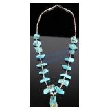 Navajo Turquoise Nugget & Silver Heishi Necklace