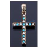 Early American 9ct. Gold & Pearl Cross