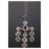 Spanish Inspired Iron Cross Pendant Necklace