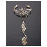 Ornate Silver Floral Slave Chain Bracelet