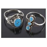 2 Petite Navajo Sterling Silver & Turquoise Rings