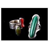 Two Sterling Silver  Navajo Pawn Rings