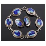 Zuni Inlaid Mulitstone & Silver Bracelet & Earring