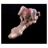 Pre-Columbian Mayan Effigy Pipe circa 500 A.D.