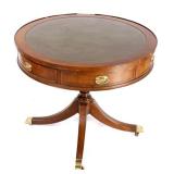 Early Duncan Phyfe Style Leather Top Round Table