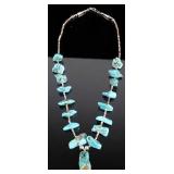Navajo Turquoise Nugget & Silver Heishi Necklace
