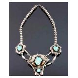 Navajo Old Pawn Turquoise and Claw Necklace