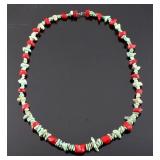 Navajo Turquoise and Coral Nugget Necklace