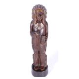 Early Solid Wood Carved Cigar Store Indian Chief