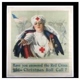 Original WWI Red Cross Christmas Roll Call Poster