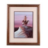 Original Gale Running Wolf Framed Acrylic Painting