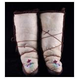 Blackfoot Indian Beaded Buffalo Hide Moccasins
