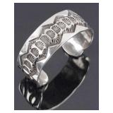 Navajo Eugene Belone Engraved Sterling Silver Cuff