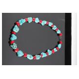 Navajo Turquoise and Coral Nugget Necklace