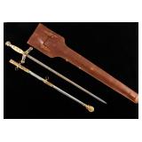 Knights Templar Sword w/ Scabbard & Leather Case