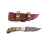 CFK Damascus Ram Horn Knife w/ Scabbard