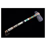 Crow Indian Crazy Beaded Stone Axe War Club