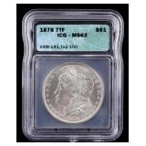 1878-P 7TF Morgan Silver Dollar ICG MS62