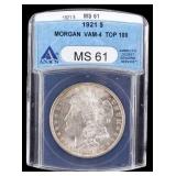 1921-P Morgan Silver Dollar ANACS MS61