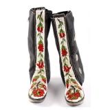 Crow Beaded High Top Floral Mocassins