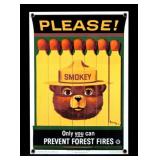 Smokey Bear U.S. Forest Service Porcelain Sign