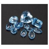 Twelve Faceted & Un-Mounted Aquamarine Gem Stones