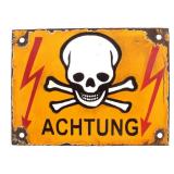 German Achtung Skull Crossed Bones Sign (Nazi)