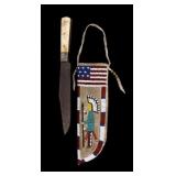 Sioux Patriotic Beaded Sheath & Bone Bowie Knife