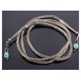 Fancy Braided Silver & Turquoise Bolo Chain