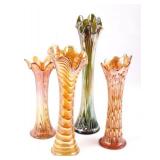 Flared Carnival Glass Flower Vases (4)