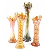 Flared Carnival Glass Flower Vases (4)