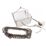 Antique Butte Miners Wire Basket w/ Pulley & Hook