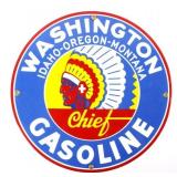 Porcelain Enamel Washington Chief Gasoline Sign