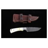 CFK Damascus Exotic Camel Bone Knife & Scabbard