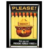 Smokey Bear U.S. Forest Service Porcelain Sign