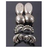 Collection of Four Cast Sterling Silver Earrings