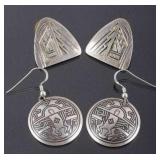 Native American Engraved Sterling Earrings (2)