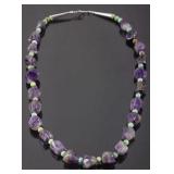 Polished Amethyst & Turquoise Bead Necklace